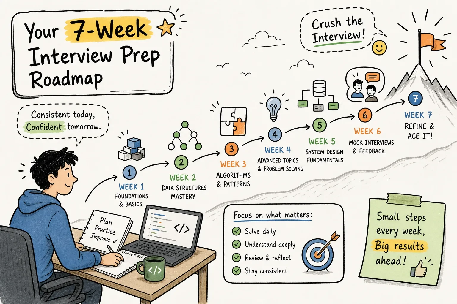 Your 7-Week Interview Prep Roadmap: From Foundations to Acing US Tech Loops